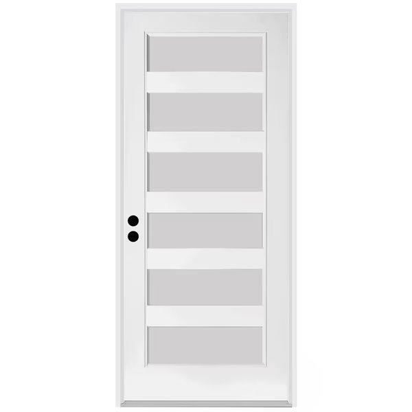 36" x 96" Primed White Contemporary Flush-Glazed Exterior Fiberglass Door, Codel Doors, Mfr#: 3080RHISPSF20F6LS691610BM
