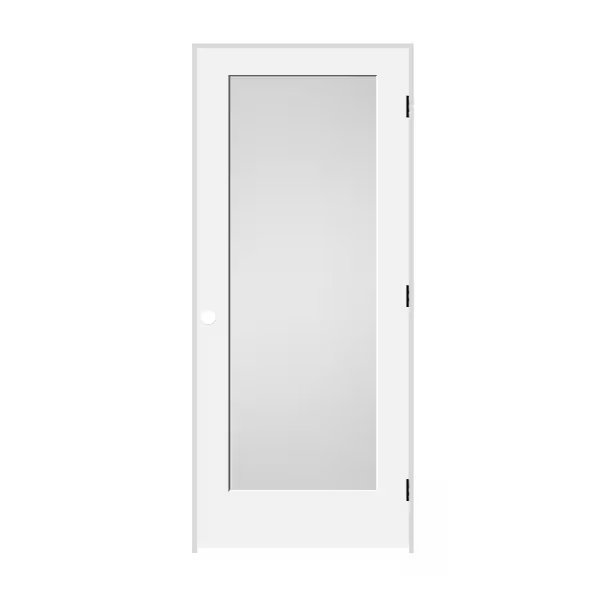 26" x 80" x 1-3/8" Primed 1-Panel with White Lami Glass Interior Shaker 7-1/4" LH Prehung Door, Codel Doors, Mfr#: 2268pri8401GLLH10B714