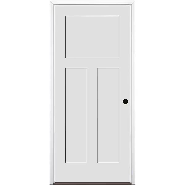 Primed 3Panel Mission Interior Shaker 20 Min Fire Rated 71/4" LH Prehung Door Matte Hinges, Trimlite, Mfr#: 2880134PRI840320MLH1DB714