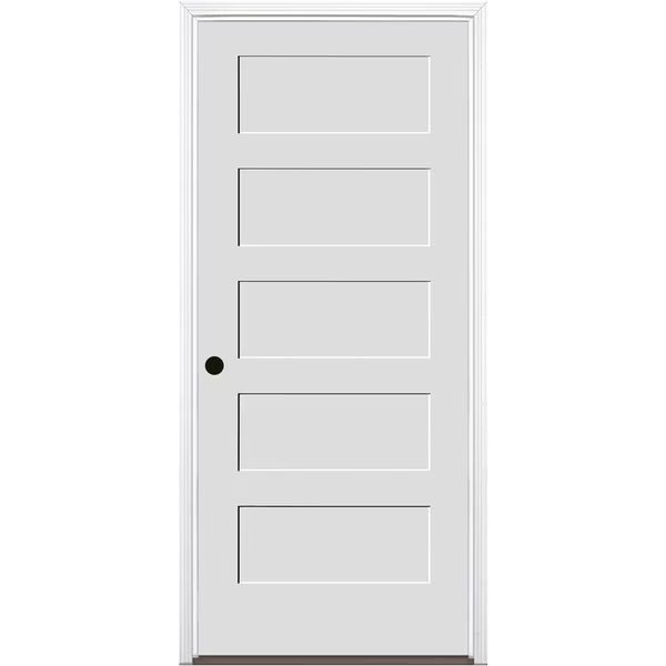 36"x80"x1-3/4" Primed 5-Panel Equal Panel Interior Shaker 20min Fire Rated 7-1/4" RH Prehung Door, Codel Doors, Mfr#: 3068134PRI840520MRH26DB714