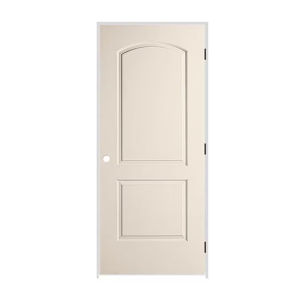 28"x80"x1-3/8" Primed 2-Panel Arch Top Caiman Molded Hollow Core 7-1/4" LH Prehung Door w/Blk Hngs, Codel Doors, Mfr#: 2468MHCCAILH1D714