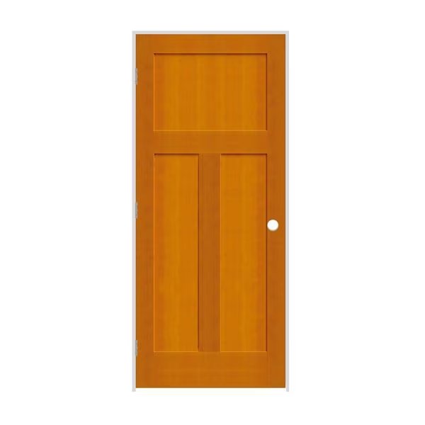 26" x 80" x 1-3/8" Fir 3-Panel Mission Interior Shaker 4-9/16" RH Prehung Door w/Satin Nickel Hinges, Codel Doors, Mfr#: 2268fir8403RH154916