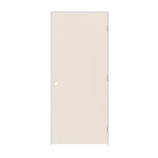 18" x 80" x 1-3/8" Primed Hardboard Solid Core Flush 6-9/16" LH Prehung Door w/Satin Nickel Hinges, Codel Doors, Mfr#: 1668FSCPHBLH156916