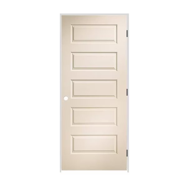 36" x 80" x 1-3/8" Primed 5-Panel Rockport Molded Hollow Core 4-9/16" LH Prehung Door w/Mtt Blk Hngs, Codel Doors, Mfr#: 3068MHCROCLH10B4916