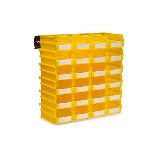 Polypropylene Wall Storage Bin Kit, 7.375 in. D x 3 in. H x 4.125 in. W, Yellow, Triton Products, Mfr#: 3-220YWS