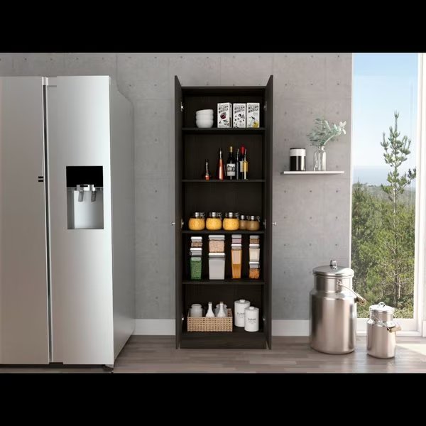 Multistorage Cabinet, Double Door, Five Shelves, Espresso/Black, Tuhome, Mfr#: ACW6555