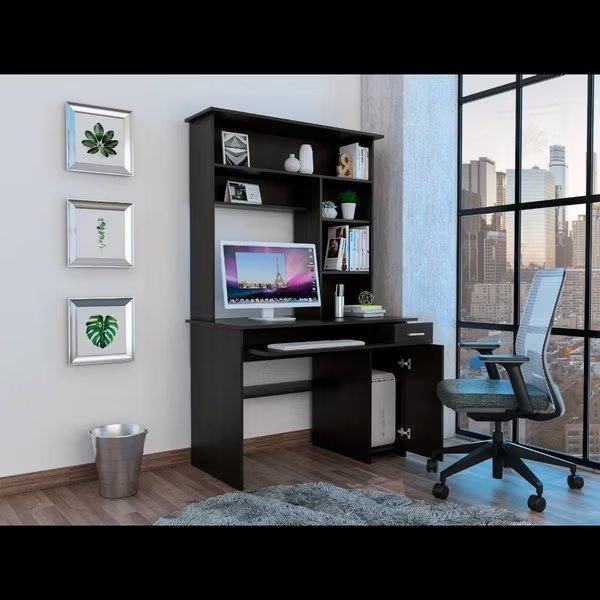 22.9 in. D X 43.3 in. W X 70.8 in. H, Black, Laminate, Tuhome, Mfr#: ELW5719