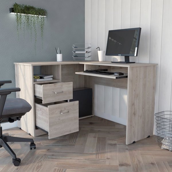 47.2 in. D X 41.3 in. W X 30.4 in. H, Light Gray, Laminate, Tuhome, Mfr#: ELZ5702