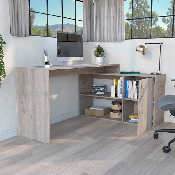 45.8 in. D X 59.6 in. W X 30.1 in. H, Light Gray, Laminate, Tuhome, Mfr#: ELZ6596