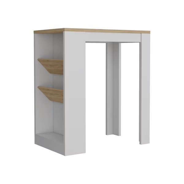 Napoles Multistorage Pantry Cabinet, 5 Interior Shelves, Metal Handle, White/Macadamia, Tuhome, Mfr#: IBM8990