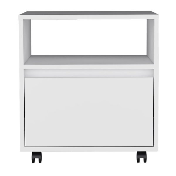 Austin Nightstand, Casters, Single Drawer-White, Tuhome, Mfr#: MLB8956