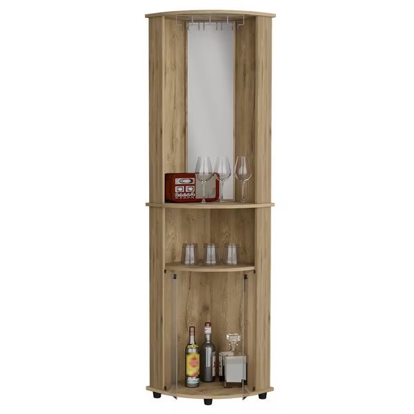 Macondo Kitchen Island, Three Shelves, Solid Top, White/Macadamia, Tuhome, Mfr#: MLM8989