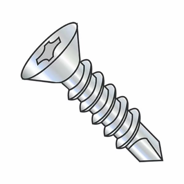 Self-Drilling Screw, #8-18 x 1 3/4 in, Zinc Plated Steel Flat Head Phillips Drive, Usa Industrials, Mfr#: BULK-SCRW-11732