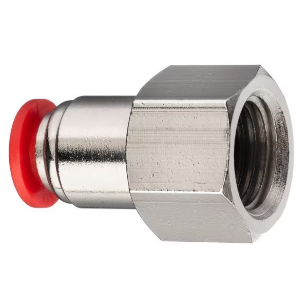 Push to Connect Fitting- PBT-Female Straight-3/8" Tube OD x 1/2" FNPT, Usa Industrials, Mfr#: ZUSA-PTC-PBT-84