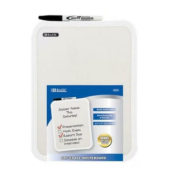 Bazic BAZIC 8.5-inch X 11-inch Dry Erase Board w/ Marker, 12PK, Bazic Products, Mfr#: 6010