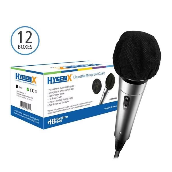 Sanitary Disposable Microphone Covers - Hypoallergenic Polyester, Black, Hamilton Electronics He, Mfr#: X19MMPBKC