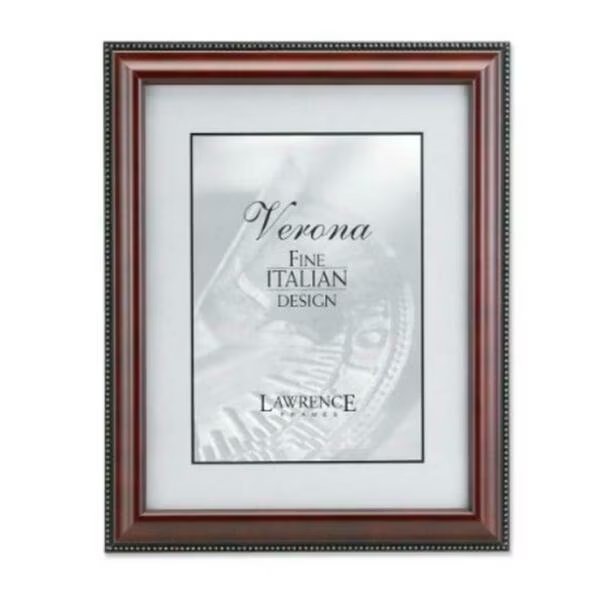 Walnut Wood 4x6 Picture Frame - Gold Bead Design, Lawrence Frames, Mfr#: 198746