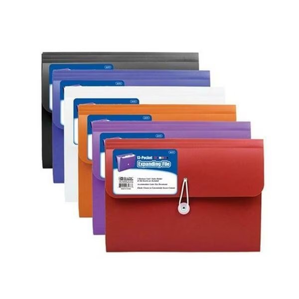Bazic 7-Pocket Letter Size Poly Expanding File, 12PK, Bazic Products, Mfr#: 3178