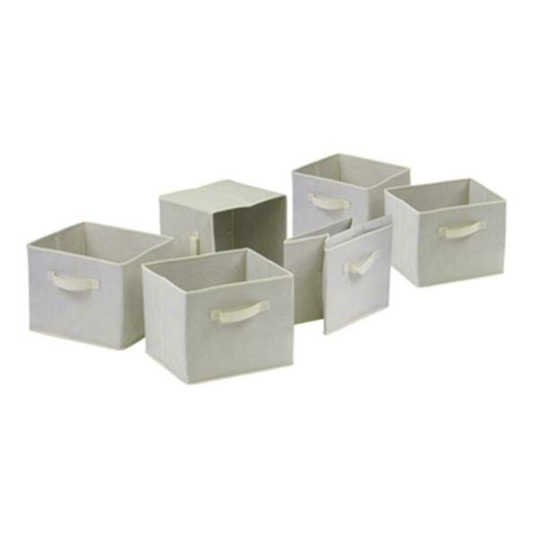 Capri Set of 6 Foldable Fabric Baskets - Beige, Perfectpillows, Mfr#: PE143691