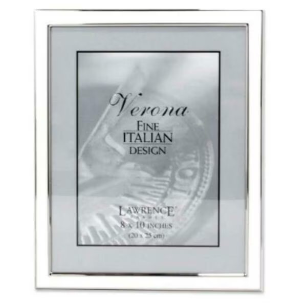 Silver Plated 8x10 Metal with White Enamel Picture Frame, Blueprints, Mfr#: BL92397