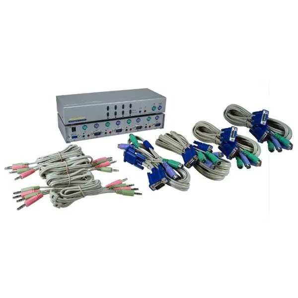 PS-2 4Port KVM Audio Premium Autoswitch with Combo Cable, Qvs, Mfr#: KVMS-14A