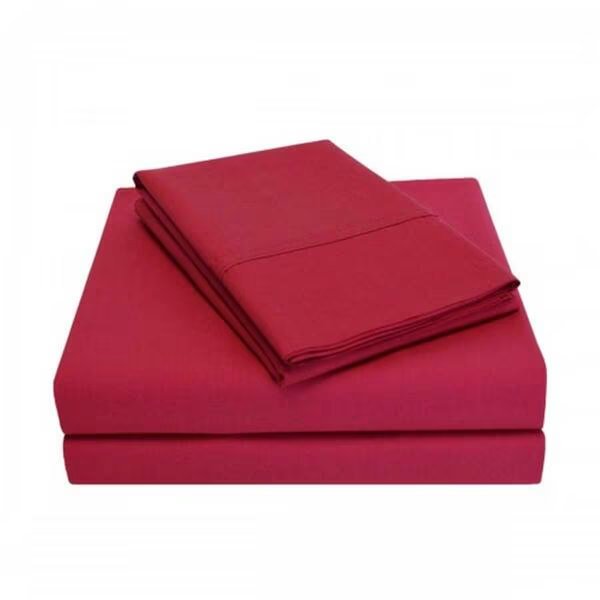 300 King Sheet Set, Percale Solid Patterned - Burgundy, Luxor Treasures, Mfr#: P300KGSH SLBG