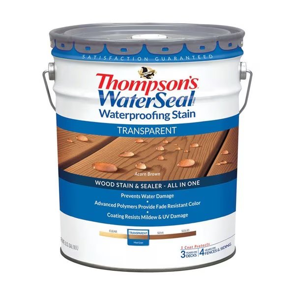 Transparent Chestnut Brown Waterproofing Wood Stain & Sealer, 5 gal, Thompsons Waterseal, Mfr#: TH6216