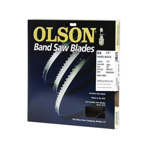 Olson Saw 2033686 64.5 x 0.5 x 0.03 in. Thick 18 TPI Wavy Teeth Metal Band Saw Blade, Olson Saw, Mfr#: 2033686