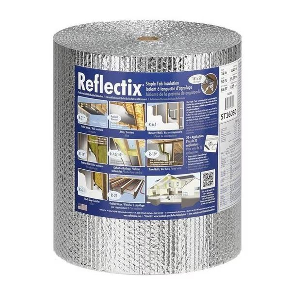 Reflectix 5018763 16 in. x 50 ft. R-3.7 to R-21 Reflective Radiant Barrier Foil Insulation Roll - 67 sq. ft., Reflectix, Mfr#: 5018763