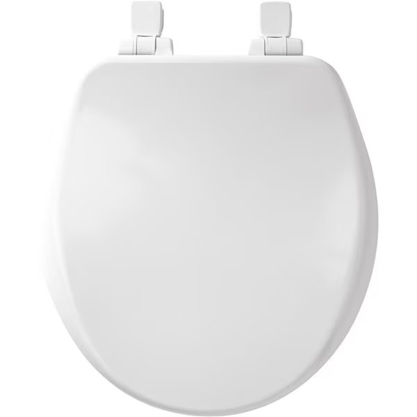 Slow Close Round White Enameled Wood Toilet Seat, Chesterfield Leather, Mfr#: CH2514352
