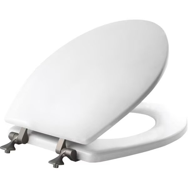 Slow Close Round White Molded Wood Toilet Seat, Chesterfield Leather, Mfr#: CH2514356