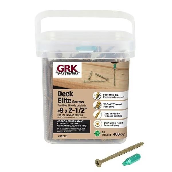 GRK 5026993 No. 9 x 2.5 in. Deck Elite Star Bugle Head Deck Screws; Pack of 400, Grk Fasteners, Mfr#: 5026993
