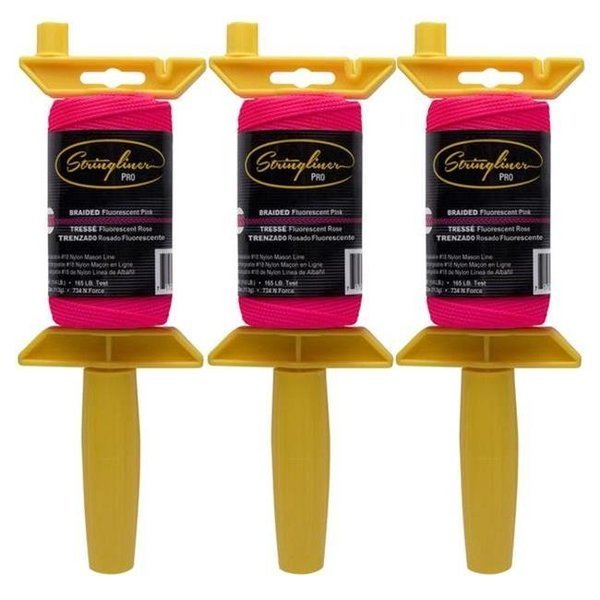 Stringliner 2008392 250 ft. PRO Masons Line & Reel Contractor Pack Fine Braided Line; Fluorescent Pink, Stringliner, Mfr#: 2008392