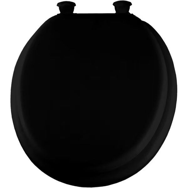 Round Black Soft Toilet Seat, Black, Chesterfield Leather, Mfr#: CH1739181