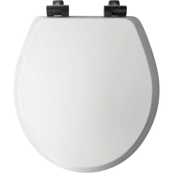 Benton Slow Close Round Wood Toilet Seat, White, Chesterfield Leather, Mfr#: CH1680430