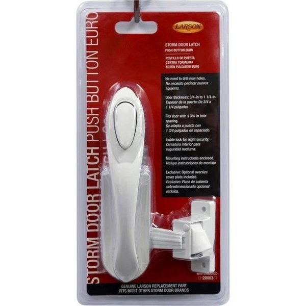 Larson 5035252 Euro Zinc Push Button Latch; White, Larson, Mfr#: 5035252