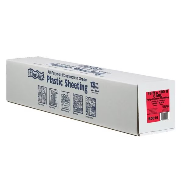 626054 6 mil 16 x 100 ft. Film Polyethylene Sheeting - Black, Berry Plastics, Mfr#: 50158