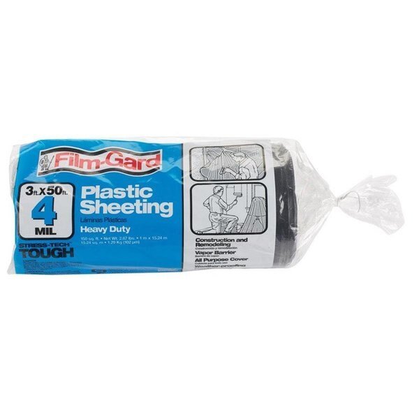 626154 4 mil 3 x 50 ft. Film Polyethylene Sheeting - Black, Berry Plastics, Mfr#: 50654