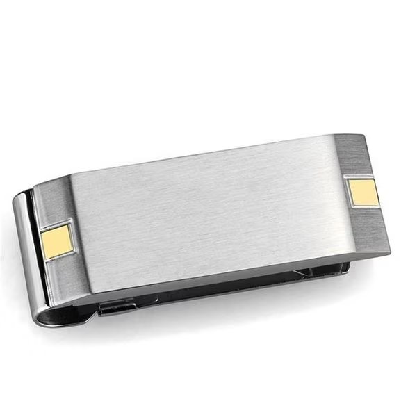 Men Two-Tone IP Gold Stainless Steel Money Clip with No Stone in No Stone, Tistheseason, Mfr#: TI1500203