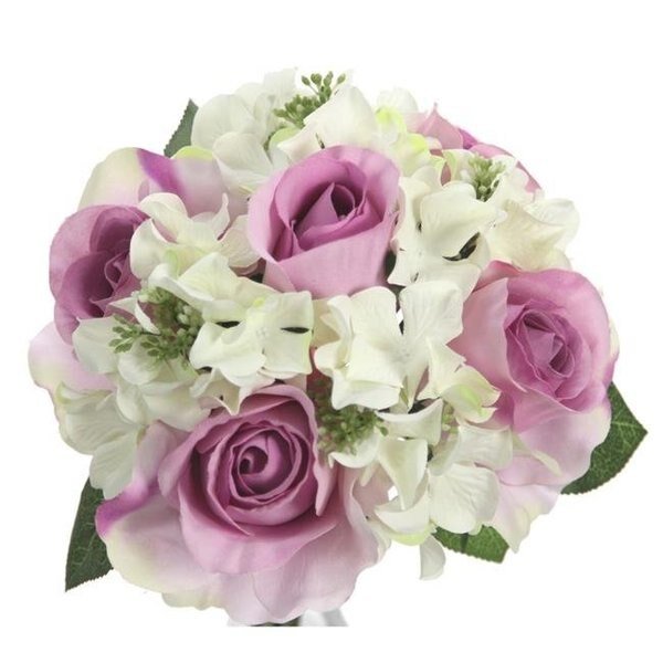 Admired By Nature GPB8359-LAV - CM 9 Stems Artificial Rose & Hydrangea Mixed Bouquet; Lavender & Cream, Adlmired By Nature, Mfr#: GPB8359-LAV/CM
