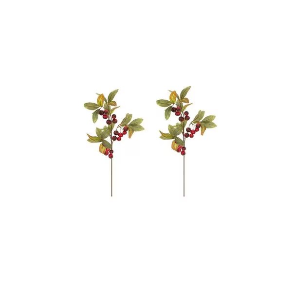 29 in Realistic Faux Loquat Fruit Spray Fall Decor Red Set of 2, Admired By Nature, Mfr#: ABN3L001RD2