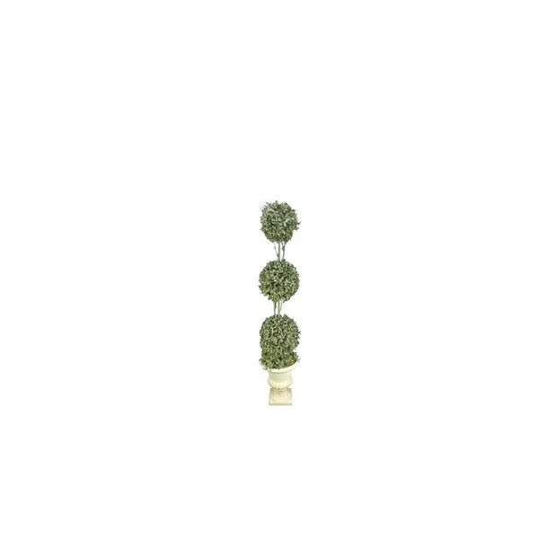 Admired by Nature ABN4X001-FROSGRN 35 in. Faux Boxwood Topiary Artificial Plant Tree Tabletop with Triple Balls in Pot; Frosted Green, Adlmired By Nature, Mfr#: ABN4X001-FROSGRN