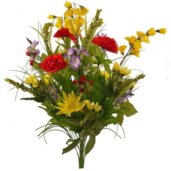 Artificial Dahlia Morning Glory Ranunculus  Blossom Fillers Mixed Bush, Admired By Nature, Mfr#: GPB4328YWRDPUR