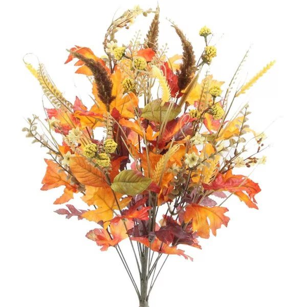 Admired by Nature ABN3B003-GDOR-MIX 25 in. Artificial Autumn Flowers; Gold & Orange Mix - Fall Festive Harvest for Pumpkins; Pinecone; Maple Leaves & Berries Display, Adlmired By Nature, Mfr#: ABN3B003-GDOR-MIX