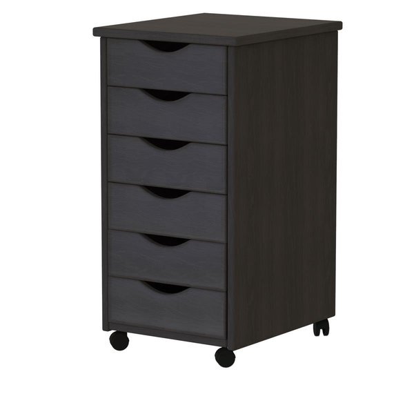 Adeptus Solid Wood 6 Drawer Roll Cart - Black, Decoracion, Mfr#: DE2521889