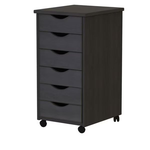 Adeptus Solid Wood 10016 6 Drawer Roll Cart - Black, Adeptus Usa, Mfr#: 10016
