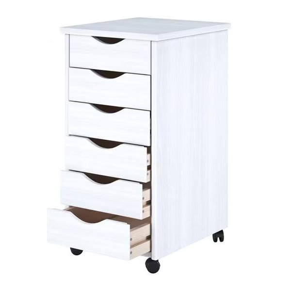 Adeptus Solid Wood 10018 8 x 11 in. 6 Drawer Roll Cart  White, Adeptus Usa, Mfr#: 10018