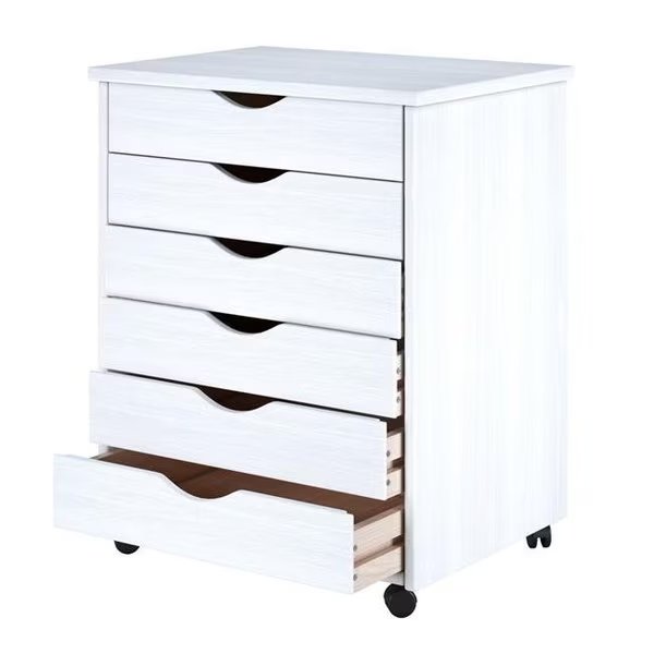 Adeptus Solid Wood 76181 11 x 17 in. 6 Drawer Wide Roll Cart  White, Adeptus Usa, Mfr#: 76181