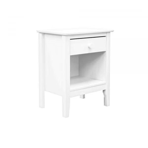 Adeptus 56142 Solid Wood Easy Pieces Single Drawer End Table & Nightstand with Cubby - White, Adeptus, Mfr#: 56142