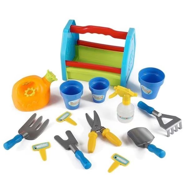 Azimport PS391 Rainbow Gardening 14 Piece Box Tools Toy Set for Kids, Azimport, Mfr#: PS391